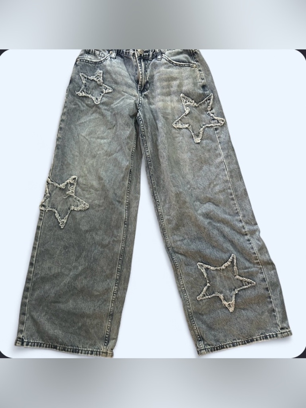 Simple Society Star Patch Jeans Wide Leg Y2K Style Size 0/24